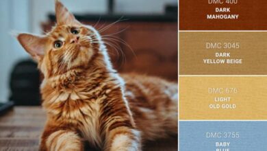 Vintage Flocked orange tabby kitty with Beaded blue eyes